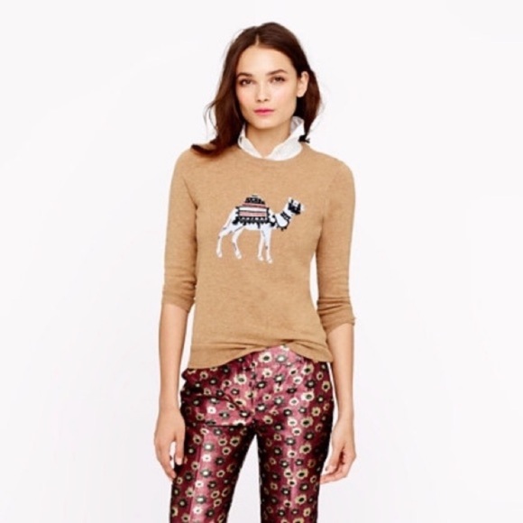J. Crew Sweaters - J. Crew intarsia cashmere camel tassel sweater, S